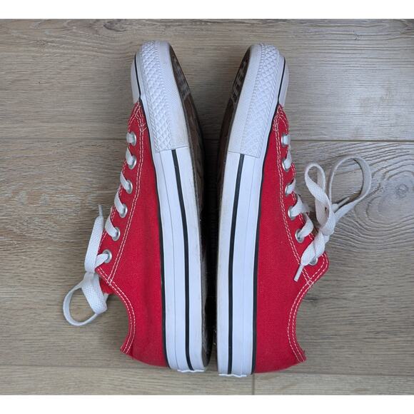 Converse All Star Chuck Taylor Sneakers Womens 8 Mens 6 Red White Canvas Low Top - Picture 5 of 11